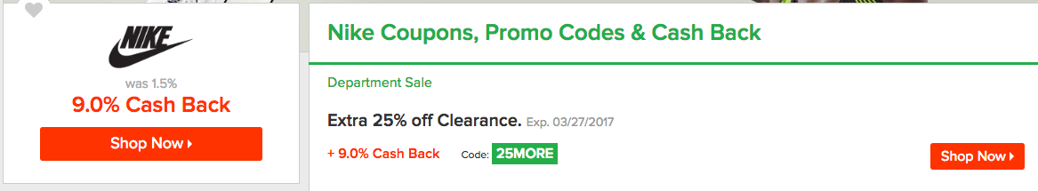 nike sale promo code ebates