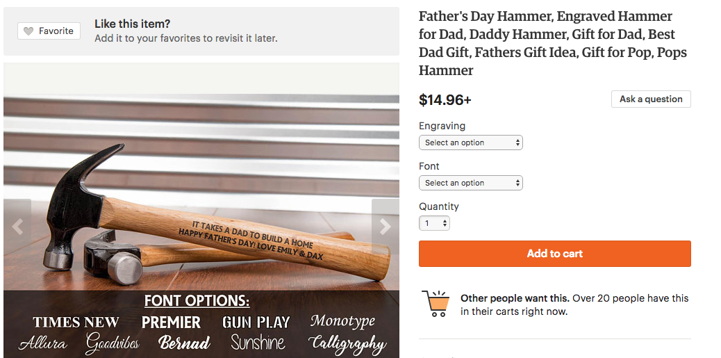 engraved father's day hammers